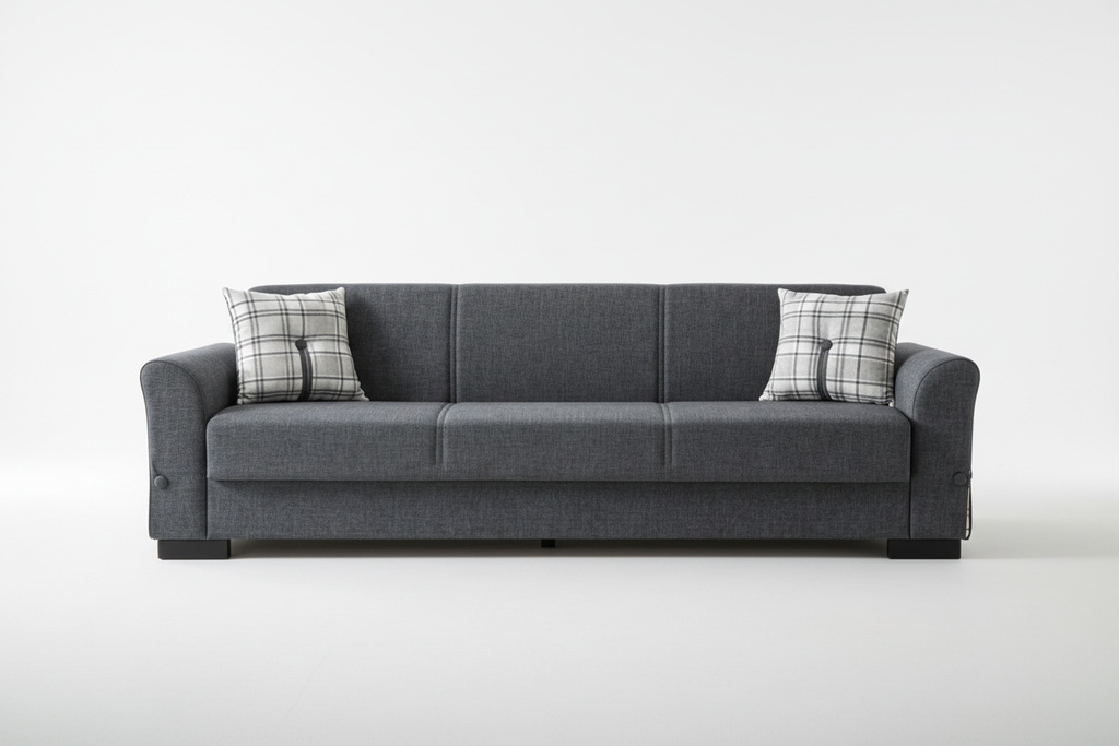 Sofa from front center angle on off-white background